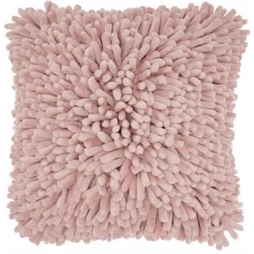 pink soft nubby shag throw pillow with woolen texture and patterned design