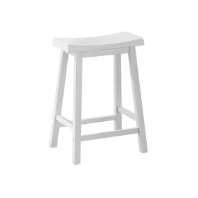 Set of Two " White Solid Wood Backless Bar Chairs