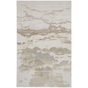2' X 3' Ivory Tan And Gray Abstract Stain Resistant Area Rug