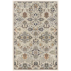 6' x 9' Green and Ivory Floral Power Loom Area Rug