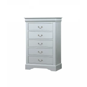 15" White Solid Wood Five Drawer Lingerie Chest