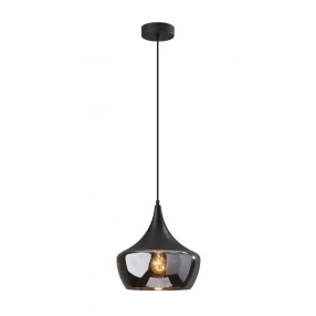 Gnome Smoked Glass Black Metal Pendant Lamp