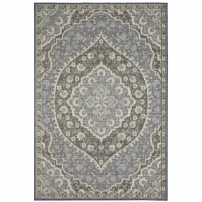 stain resistant indoor outdoor area rug with grey and beige rectangle pattern