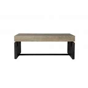 44" Natural and Black Chunky Manufactured Wood Rectangular Coffee Table