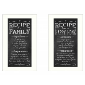 Set Of Two Family Recipe White Framed Print Wall Art