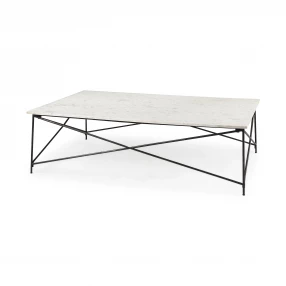 White Marble Criss Cross Base Coffee Table