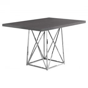 36" Gray And Silver Metal Pedestal Base Dining Table