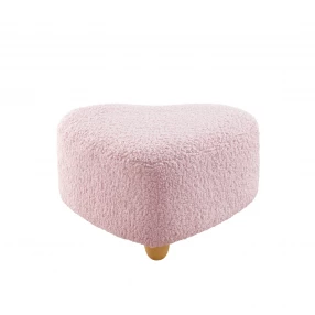 25" Pink Sherpa And Brown Specialty Ottoman