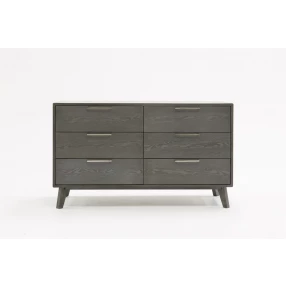 51" Grey Wash Solid Wood Six Drawer Double Dresser