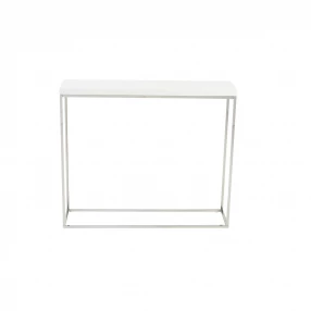 35" White and Silver Frame Console Table