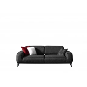 90" Dark Gray Linen Sleeper Sofa And Toss Pillows With Silver Legs