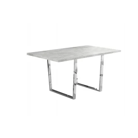 36" Gray And Silver Metal Double Pedestal Base Dining Table