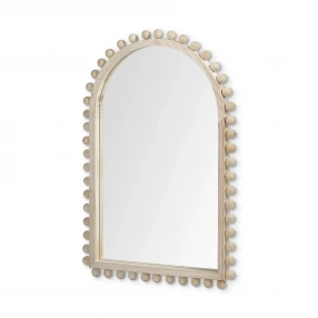 35" Natural Arch Wood Framed Accent Mirror