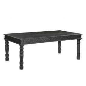 84" Black Solid Wood Dining Table
