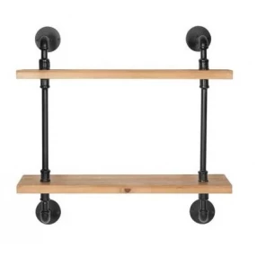 24" Two Shelves Solid Wood Wall Mounted Shelving Unit