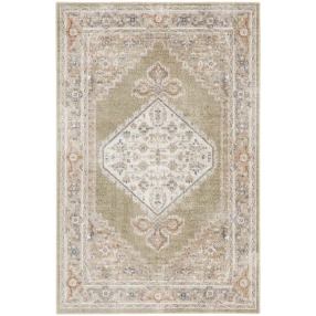 power loom distressed washable area rug in brown and beige rectangle textile on wood flooring