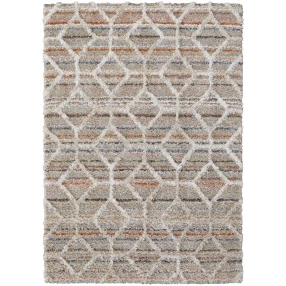 power loom stain resistant area rug in brown beige and grey rectangular shape on wood flooring
