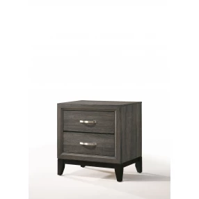 25" Gray Two Drawers Nightstand