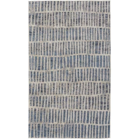 geometric power loom distressed area rug with aqua and electric blue pattern
