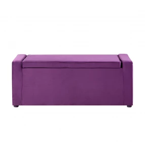 47" Purple and Black Upholstered Velvet Bench with Flip top, Shoe Storage