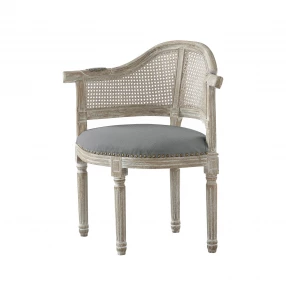 24" Gray And Beige Linen Arm Chair