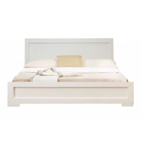 White Wood Queen Platform Bed