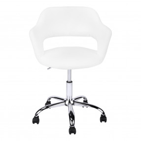 21" X 22.5" X 29" White Foam Metal Leather Look Lift Base Office Chair