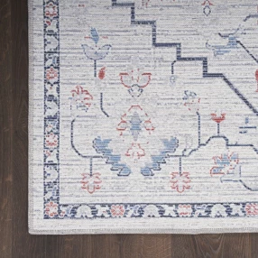 oriental power loom washable runner rug with artistic pattern and textile design