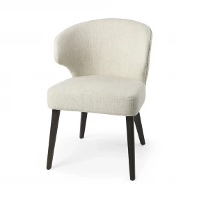 Ivory and Black Wingback Dining Side Chair