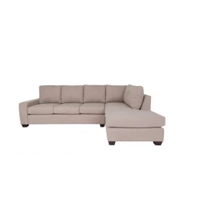 Tan Polyester Blend Stationary L Shaped Two Piece Corner Sectional