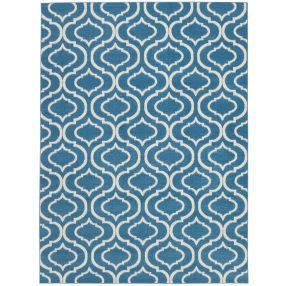 gray moroccan power loom area rug with azure aqua pattern and electric blue symmetry