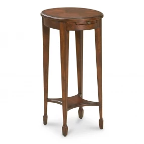 26" Dark Brown And Cherry Manufactured Wood Oval End Table With Shelf