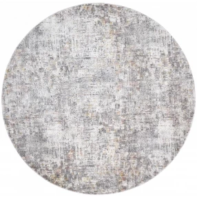 6' Ivory Tan And Taupe Round Abstract Stain Resistant Area Rug