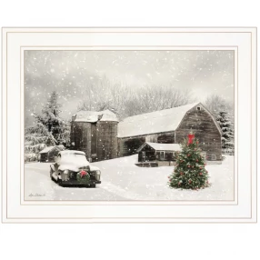 Farmhouse Christmas 1 White Framed Print Wall Art