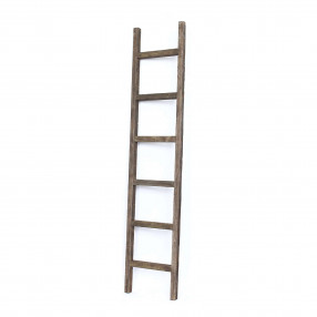 6 Step Rustic Espresso Wood Ladder Shelf