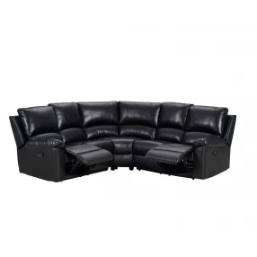 Black Polyester Blend Power Reclining U Shaped Three Piece Corner Sectional