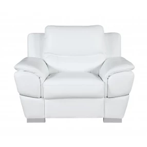 48" White and Silver Leather Match Arm Chair