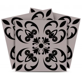 6" X 6" Black And White Orchid Peel And Stick Removable Tiles