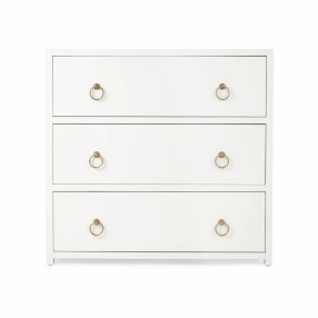 34" White Manufactured Wood Three Drawer Dresser