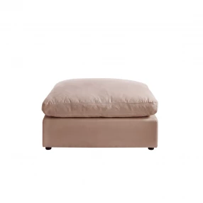 36" Pink Linen And Black Ottoman