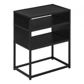 22" Black End Table With Two Shelves