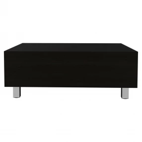 32" Black Manufactured Wood Rectangular Lift Top Coffee Table With Drawer And Shelf