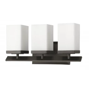 Three Light Bronze Frosted Glass Wall Sconce