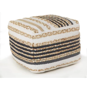 18" Tan Jute Ottoman