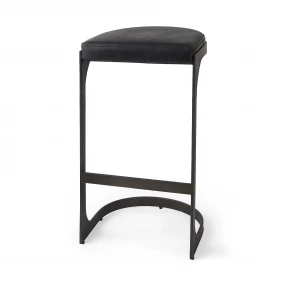 35" Black Iron Backless Bar Chair