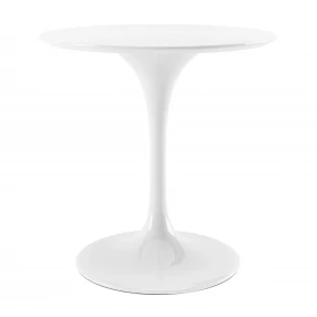 32" White Fiberglass And Metal Dining Table