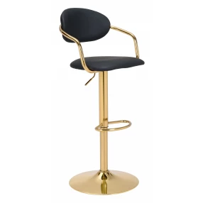 24" Black And Gold Steel Swivel Low Back Counter Height Bar Chair