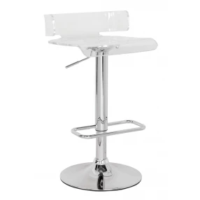 Clear And Silver Acrylic And Metal Low Back Counter Height Bar Chair