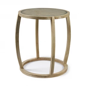 26" Brown And Clear Glass Round End Table