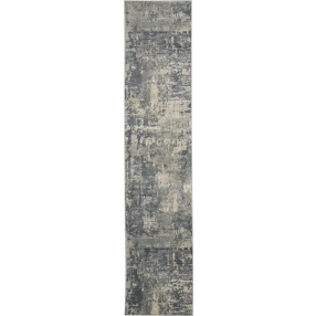 2' X 8' Grey And Beige Abstract Power Loom Non Skid Runner Rug